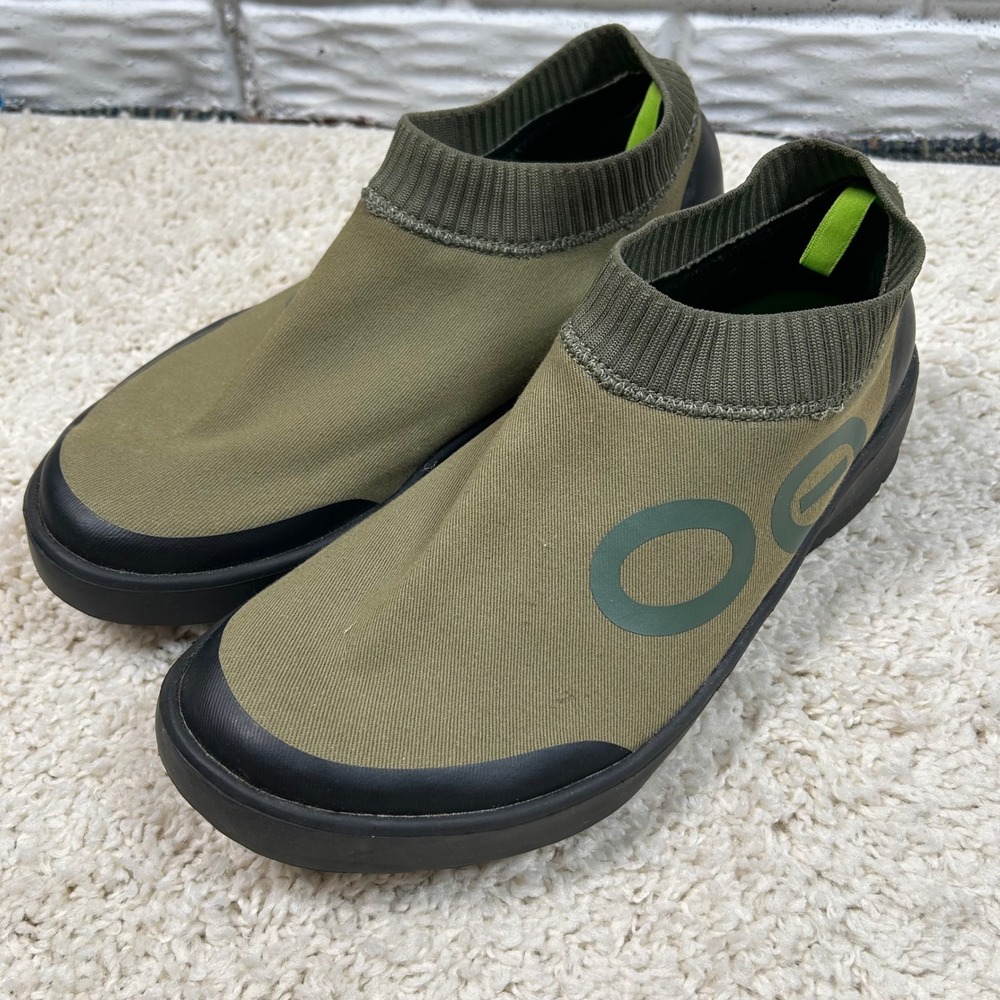 OOFOS OOmg Low Shoe Size 11 Olive Green Black Recovery Slip On Sneaker
